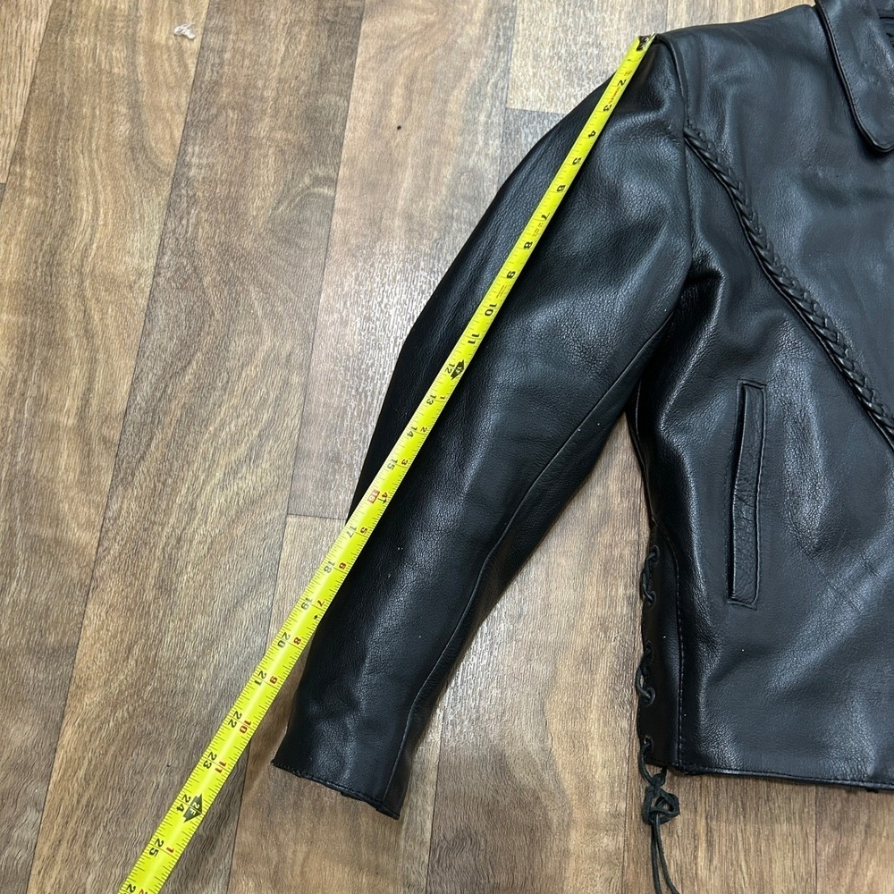 Milwaukee Leather Motorcycle Jacket S Black Braided Genuine Leather Heavy Moto - Picture 14 of 16